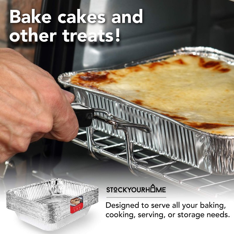 Stock Your Home Aluminum 9x13 Disposable Foil (25 Pack) – Half Size Deep Steam Table for Cooking, Heating, Storing, Prepping Food