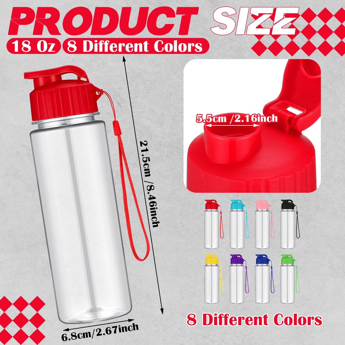 Ziliny 24 Pcs 17 oz Plastic Water Bottles Bulk Large Reusable Leak Proof Flip Top Sports Gym Water Bottles with Handle Strap for Kids and Adults for Summer School Travel(Vibrant Color,Classic Style)