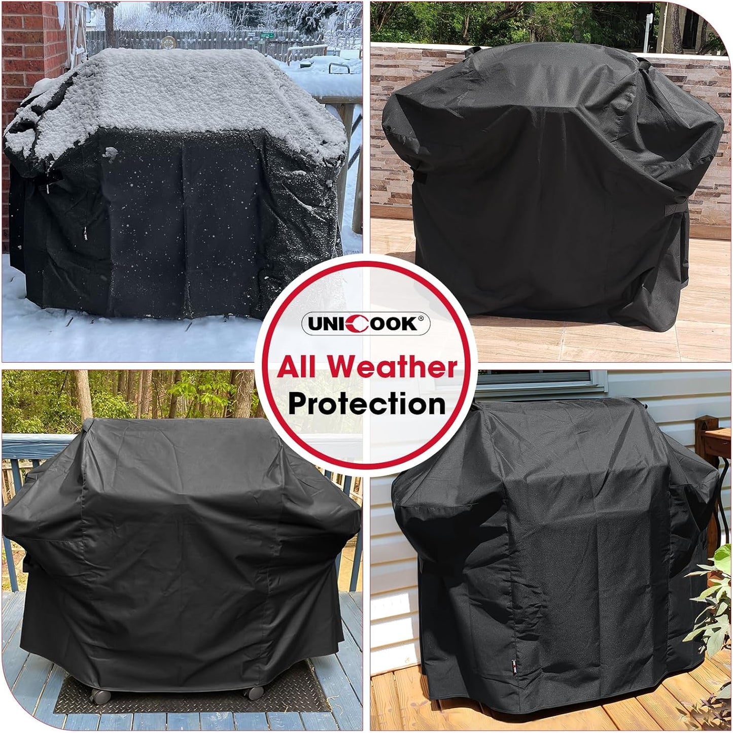 Unicook 52 Inch Grill Cover - Heavy Duty Waterproof BBQ Cover for Weber Spirit 200/300 Series