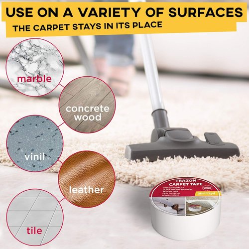 Carpet Tape Double Sided by [Brand Name] - Heavy Duty Rug Grippers for Hardwood Floors | Strong Adhesive, Removable, Residue Free (2 Inch / 15 Yards)