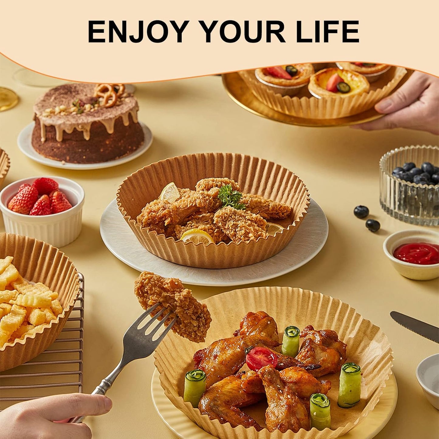 Vailnd Air Fryer Liners - 200 PCS Non-Stick & Oil Proof Baking Paper for 6.3" Ninja AF101 | Fits 2-4 Qt Baskets