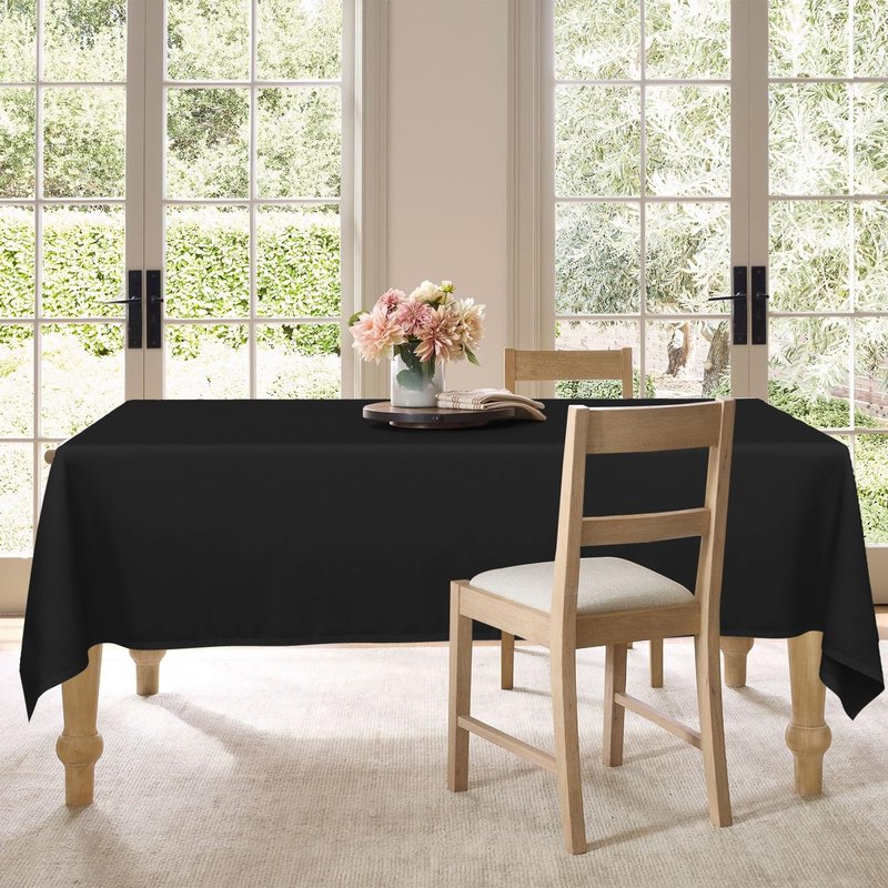 Horaldaily 6 Pack Black Tablecloth 60×120 Inch Rectangular, Stain and Wrinkle Resistant Washable Table Cloth, Decorative Polyester Table Cover for Party Picnic Dinner Decor