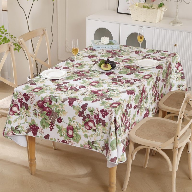Walrus Heavy Duty Vinyl Tablecloth with Flannel Backing Waterproof Oil-Proof Plastic Table Cloth Stain-Resistant Wipeable Rectangle or Square Table Cover for Indoor and Outdoor (Fruits, 60x102 Inch)