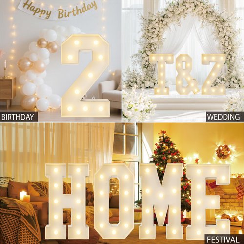 HXWEIYE Big Light Up Letters M，3FT Large Marquee Letters with lights, Mosaic Balloon Frame, Giant Baby Letter for baby shower Birthday Graduation Engagement Party Wedding Christmas Decor (Warm White)