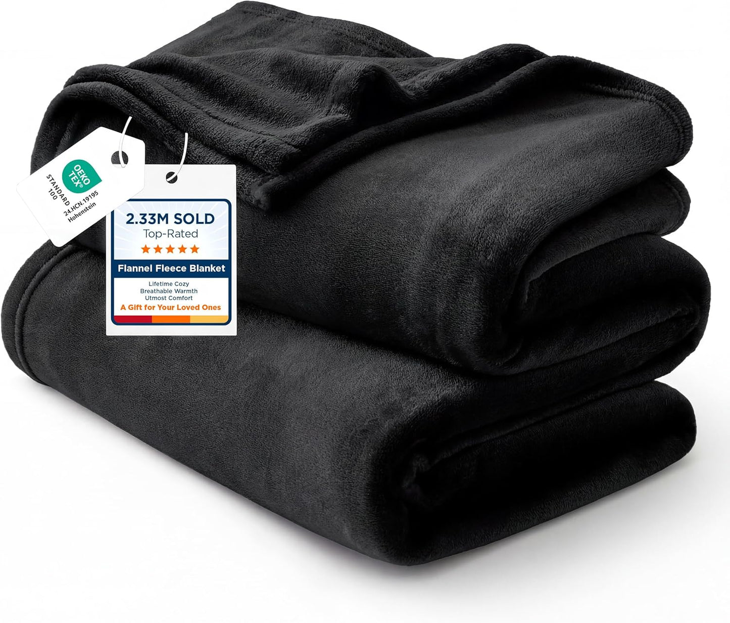 Bedsure GentleSoft Fleece Blanket - Lightweight Plush Cozy Twin Size Black Blanket for Bed & Travel, 60x80 Inches