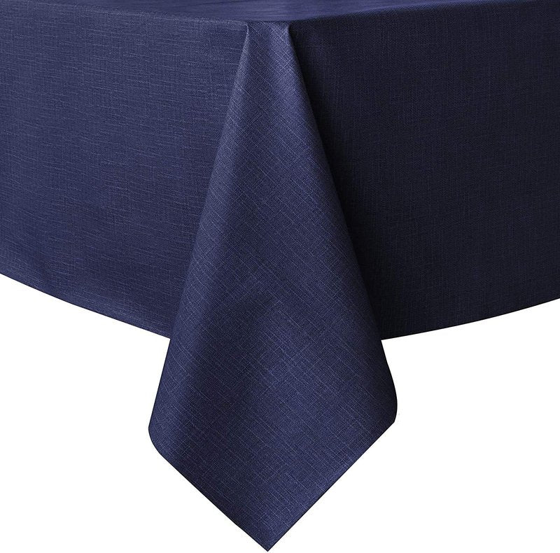 sancua 100% Waterproof Rectangle PVC Tablecloth - 70 x 108 Inch - Oil Proof Spill Proof Vinyl Table Cloth, Wipe Clean Table Cover for Dining Tables, Buffet Parties and Camping, Navy