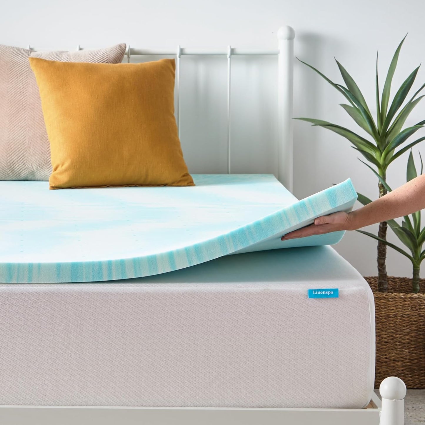 Linenspa 2 Inch Gel Memory Foam Mattress Topper - Twin Size, Cooling & Pressure Relieving | CertiPUR Certified