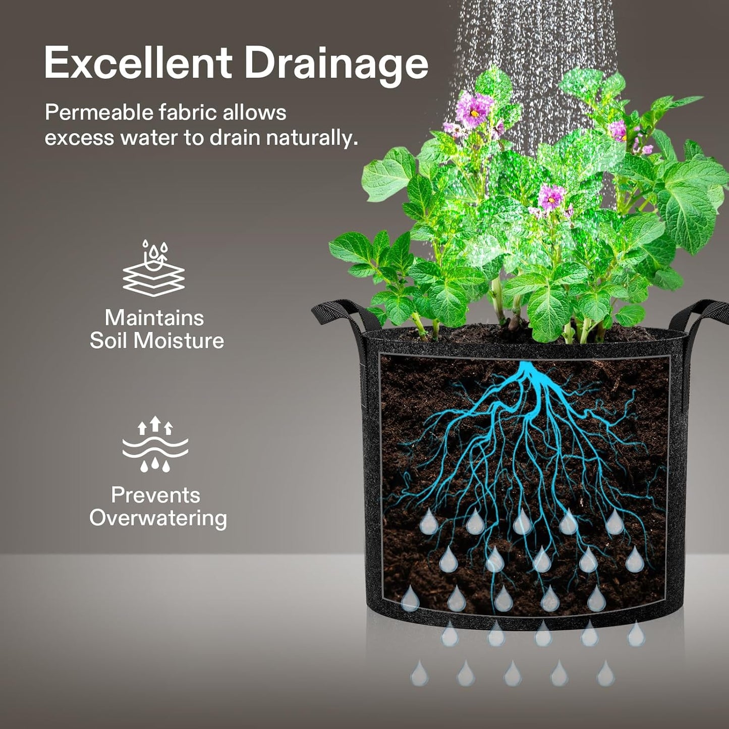 VIVOSUN 20 Gallon Plant Grow Bags - Heavy Duty Nonwoven Fabric Pots with Handles | 5-Pack