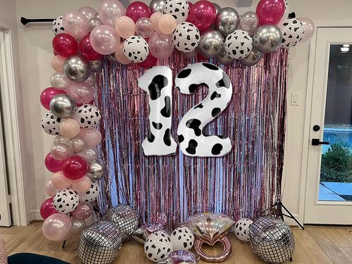 Cow Print Number 25 Balloon 40 inch, 25 Number Balloons, 25th Cow Farm Barnyard theme Birthday Decorations for Girls Boys Kids, 25 Year Old Party Supplies