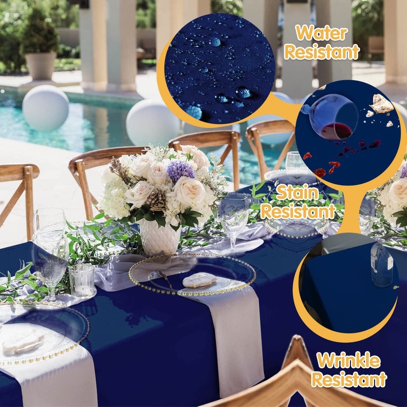 BRILLMAX 6 Pack Navy Blue Tablecloths 60 x 102 Inch for 6ft Rectangle Tables - 150 GSM Polyester Fabric, 15" Standard Drop, Water, Stain & Wrinkle Resistant Cloth Cover for Wedding Dining Buffet