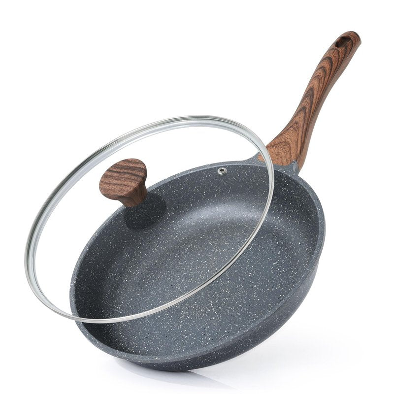 SENSARTE Nonstick Frying Pan Skillet with Lid, Omelet Pan with Cover, Healthy Cooking Chef's Pan, Kitchen non stick Pan, Free of Intentionally Added PFOA (10inch + Glass Lid)