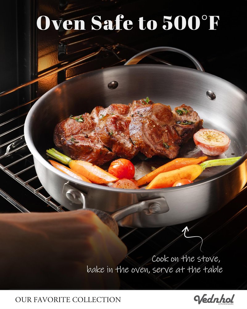 Stainless Steel Cookware Set, 8 Pcs Tir-Ply Pots and Pans Set, PFOA&PTFE Free, Dishwasher&Oven Safe, Kitchen Induction Compatible, ollas de acero inoxidable para cocinar