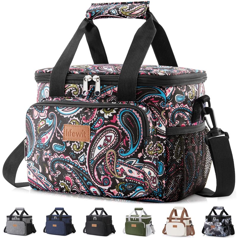 Lifewit Medium Lunch Bag, Insulated Lunch Box, Soft Cooler Cooling Tote for Adult Men Women, Paisley 12-Can (9L)