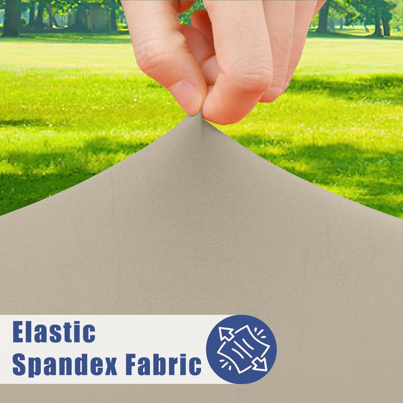 Moosfor Round Spandex Tablecloth, Elastic Fitted Waterproof Tablecloths for 57"-68" Tables, Stretch Washable Picnic Table Cover for Camping, Dining, Indoor and Outdoor, Taupe