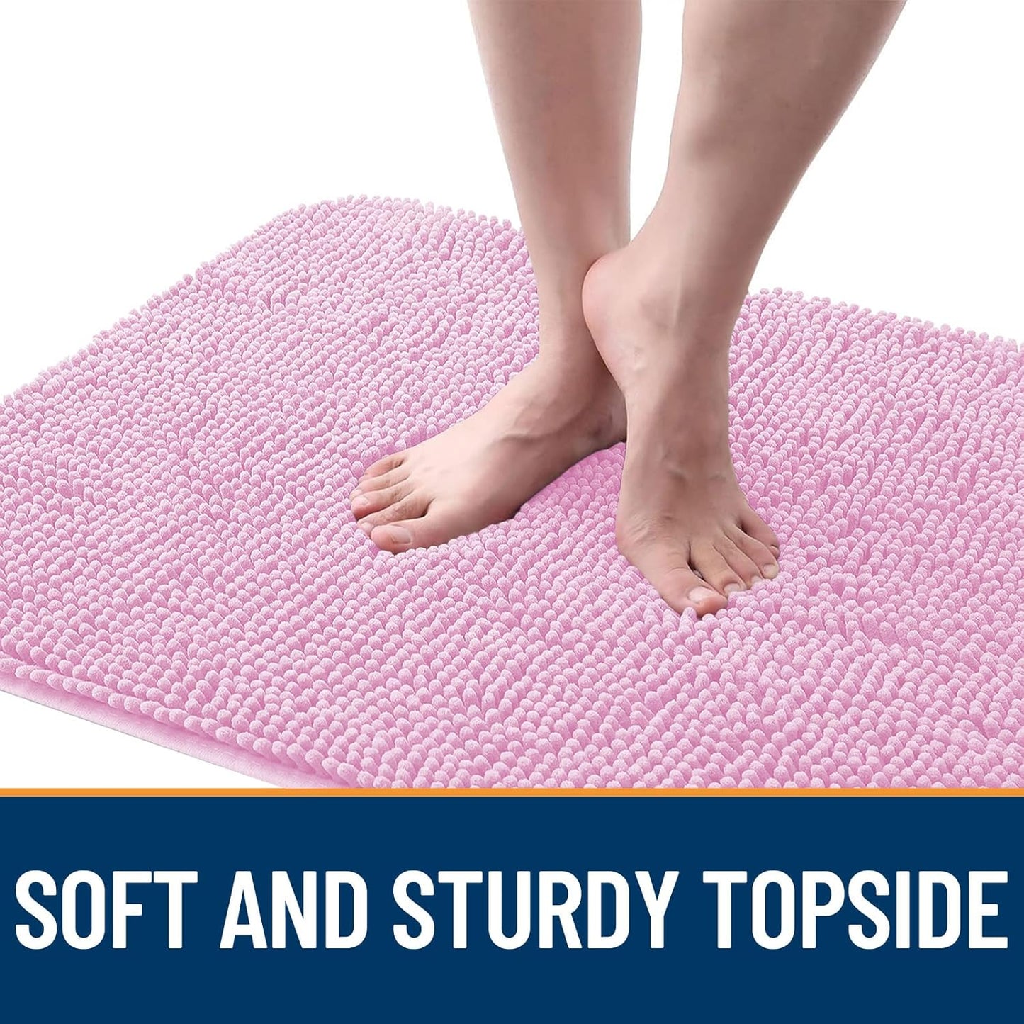 OLANLY Dog Door Mat - Absorbent Non-Slip Chenille Mat for Muddy Paws | 70x46, Quick Dry, Pink