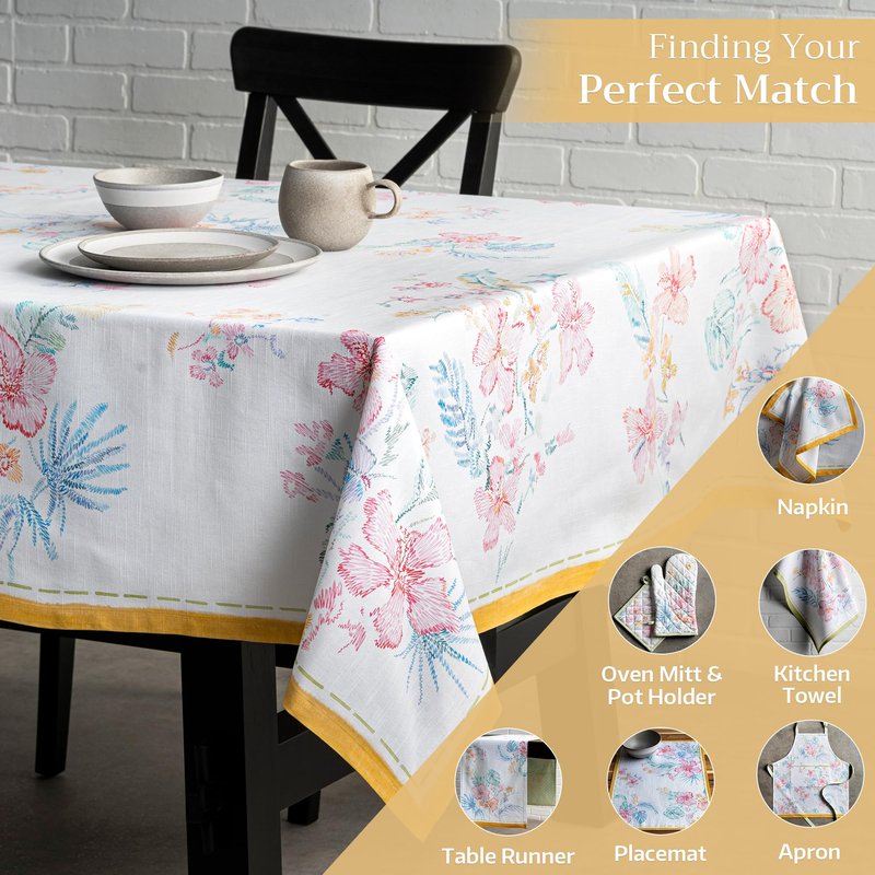 Maison d' Hermine Table Cloth Rectangle Table 100% Cotton 60 x 90 Inches Tablecloth Reusable Decorative for Dining Kitchen Room Farmhouse Home Gifts for Mothers Day Spring Summer - Paradise Island