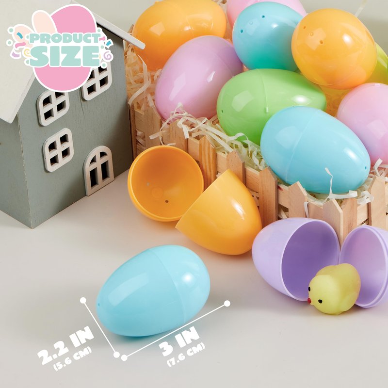 JOYIN 3.15" Pastel Easter Eggs, 500PCS Large Plastic Eggs, Empty Colorful Fillable Eggshells for Easter Hunt, Party Favor, Basket Stuffers Filler, Classroom Prize Supplies