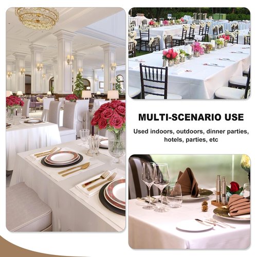 Fitable Ivory Rectangle Table Clothes, 6 Pack - 90 x 156 Inch - Reusable and Washable Tablecloths, Polyester Fabric Table Covers for Wedding, Party, Banquet, Formal Events