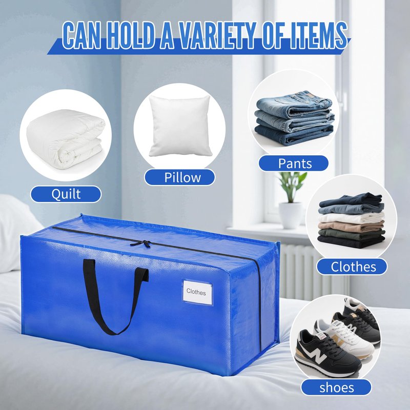 BAGAIL Heavy Duty Moving Bags with Strong Handle, Extra Large Moving Boxes, Storage Tote for Clothes, College Moving Supplies(Blue, Backpack, 6 Pack)