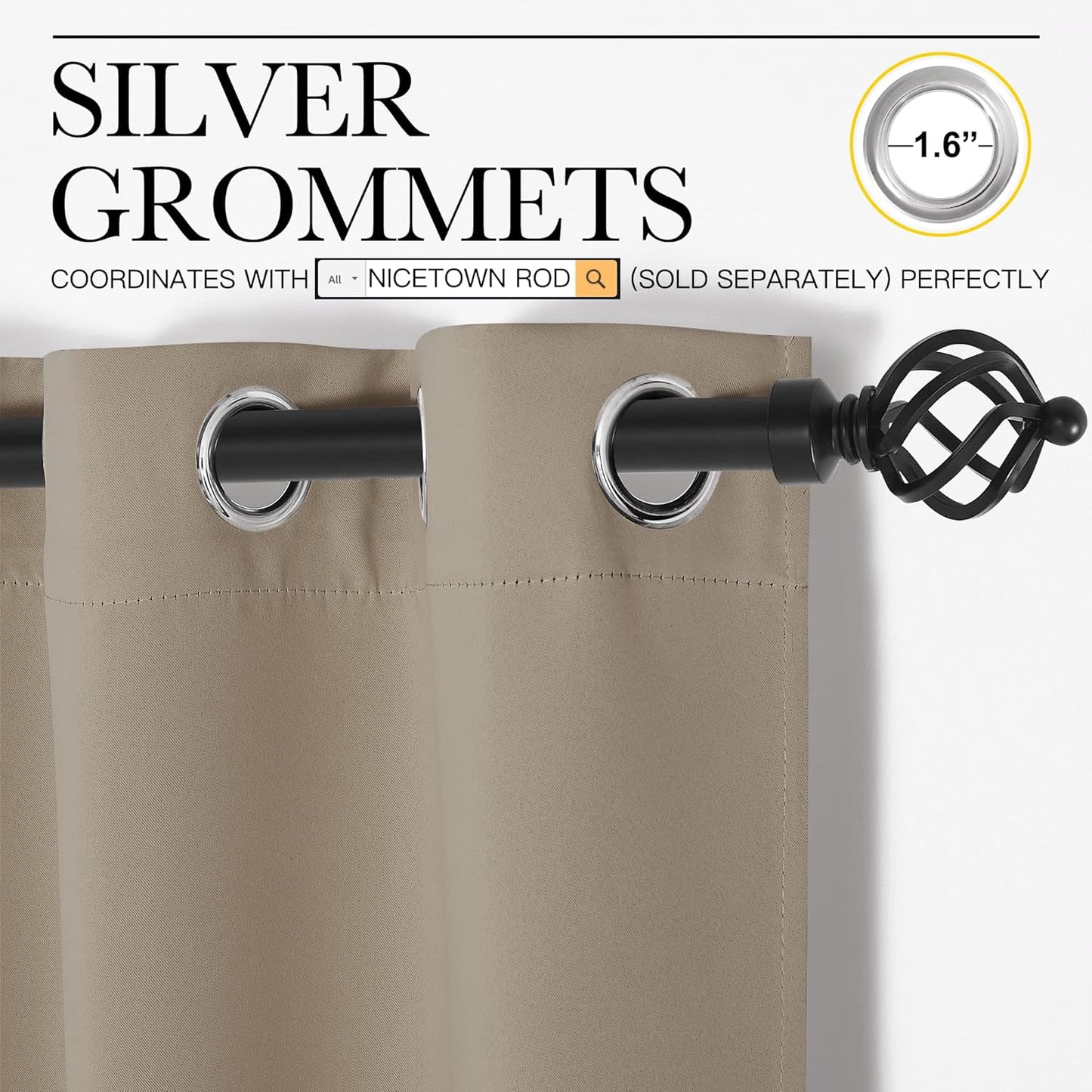NICETOWN Blackout Curtain Panels - Thermal Insulated Draperies in Taupe | 29x40 Inch, 1 Pair