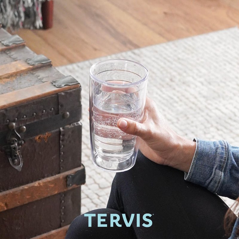 Tervis Clear & Colorful Tabletop Made in USA Double Walled Insulated Tumbler Travel Cup Keeps Drinks Cold & Hot, 16oz - 4pk, Assorted