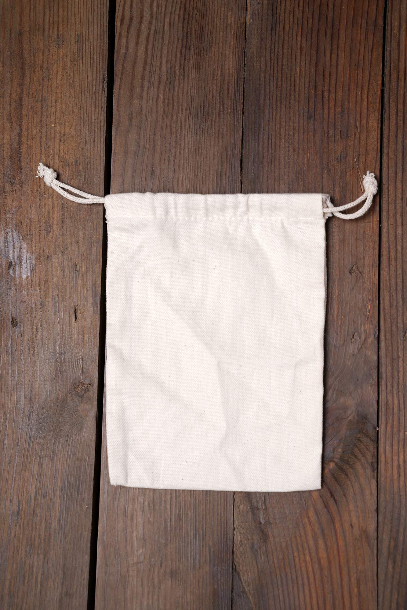8x12 Inches Cotton Double Drawstring Muslin Bags (Natural Color) - 100 count pack