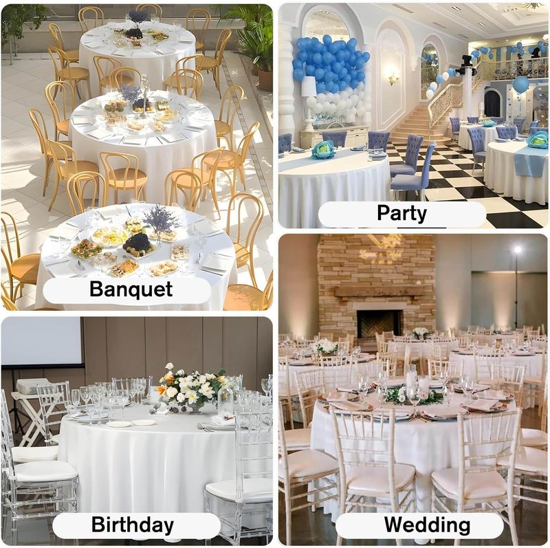 Kesfey 6 Packs Round White Polyester Tablecloths for 48 inch, 20 inch Tables Round Table Cloths 60 inch Stain and Wrinkle Resistant Washable Fabric Table Cover for Party Wedding Dining Banquet Buffet