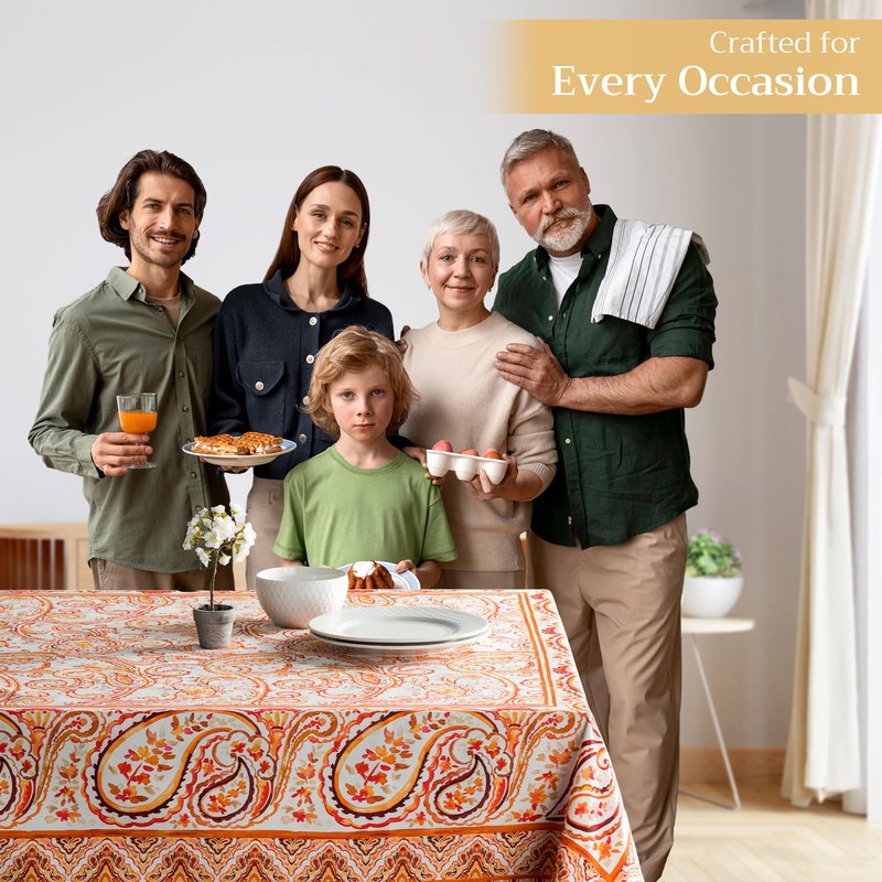 Maison d' Hermine Table Cloth Rectangle Table 100% Cotton 70 x 108 Inches Fall Tablecloth Reusable Everyday Use for Thanksgiving Christmas Decorations Dining Farmhouse Party (Palatial Paisley)
