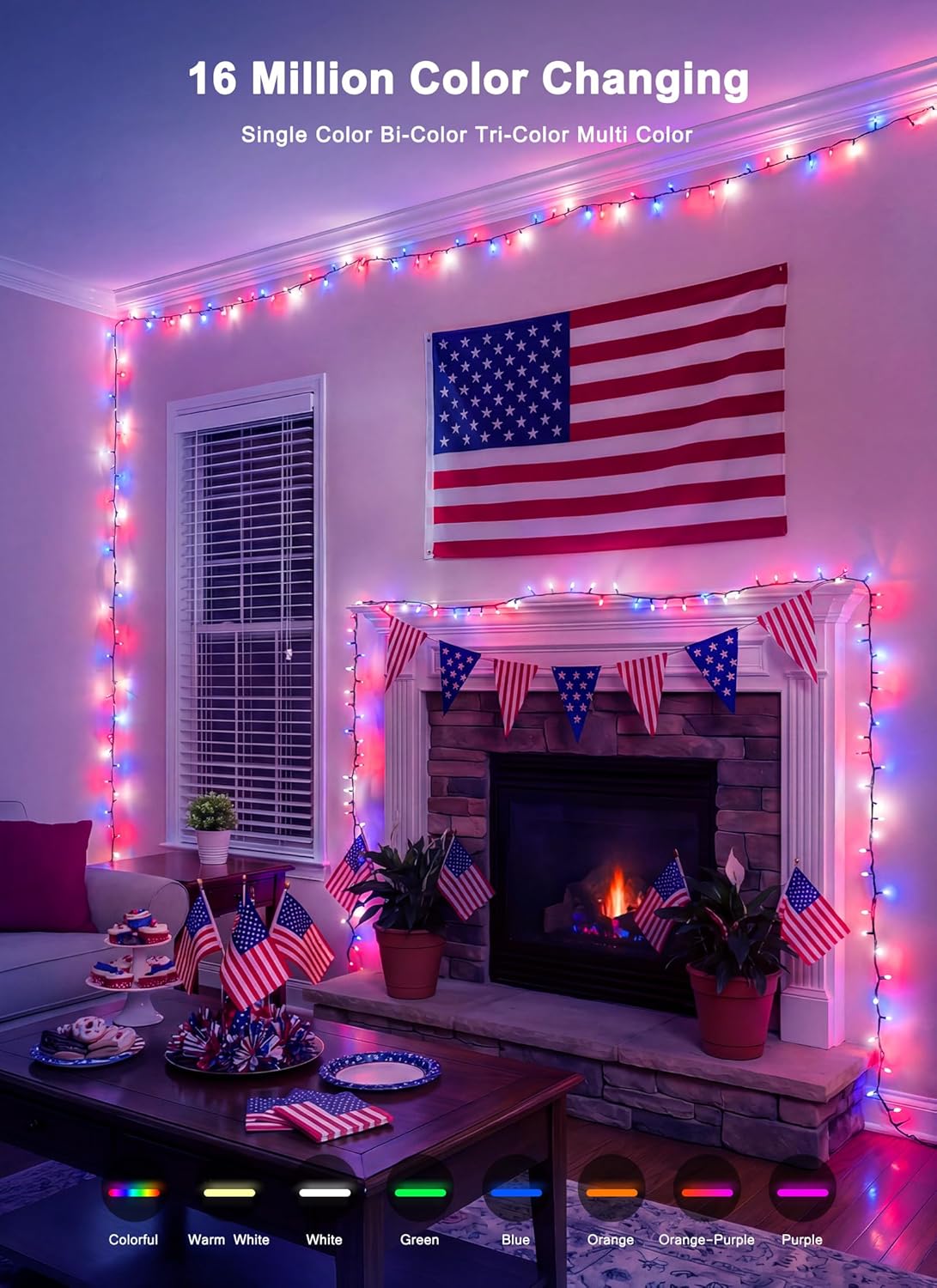Minetom LED RGB String Lights - 82ft 250 Color Changing Fairy Lights with Remote & App Control