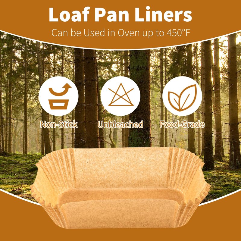 100 Pcs Loaf Pan Liners for Baking Bread 9x5 Inch, Disposable Non-Stick Bread Pan Liners, Pre Formed Rectangle Parchment Paper, Perfect for Baking Banana Bread, Cakes, Sourdough Bread(Brown)