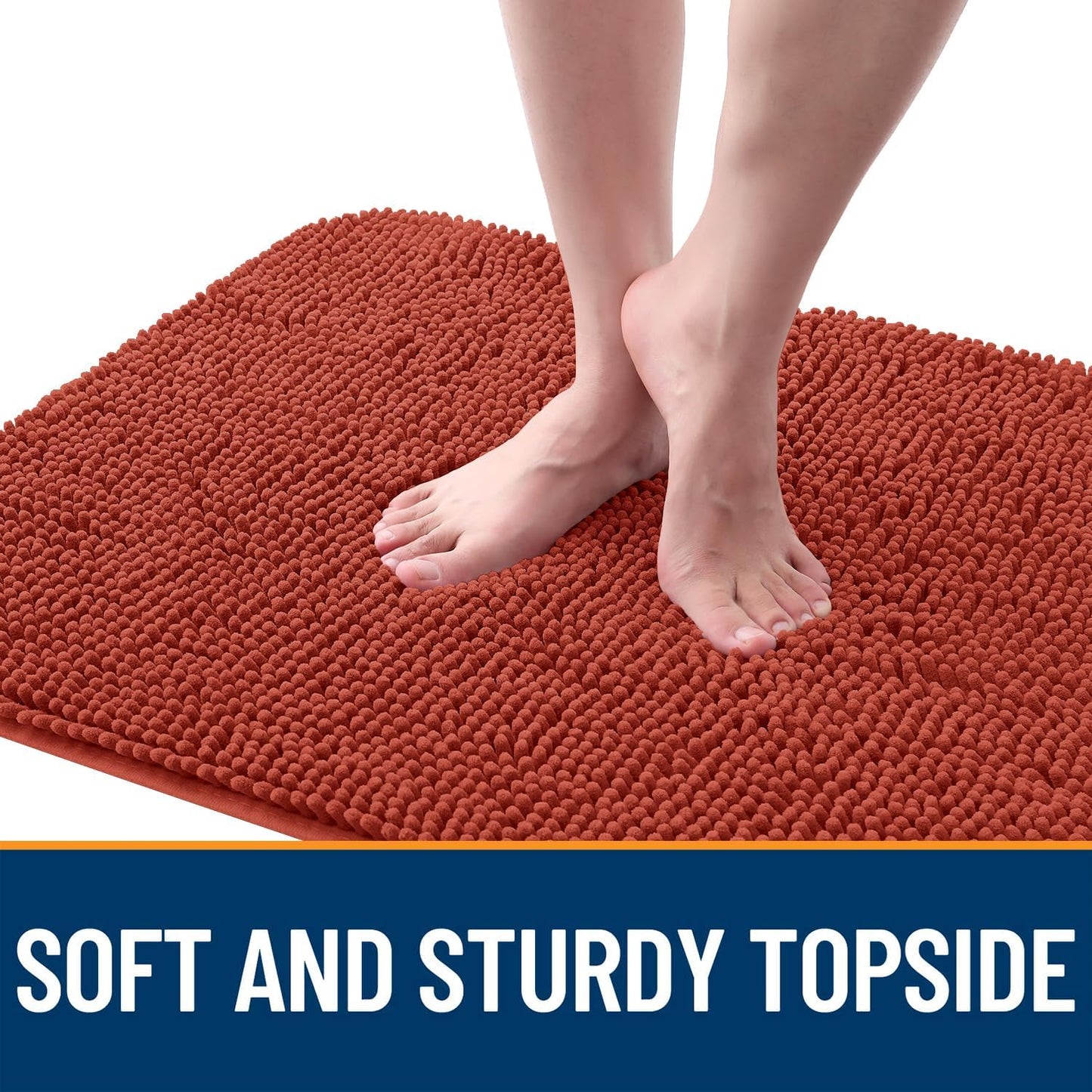 OLANLY Dog Door Mat - Absorbent Non-Slip Washable Chenille Mat for Muddy Paws | 54x32, Maple Red