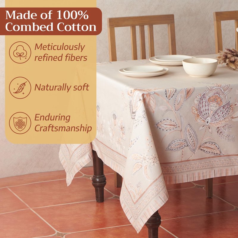 Maison d' Hermine Premium Table Cloth Rectangle Table 100% Combed Cotton 108 x 70 Inches Tablecloth Reusable Decorative for Dining Room, Farmhouse, Home, Party, Festive & Wedding - Society Florals