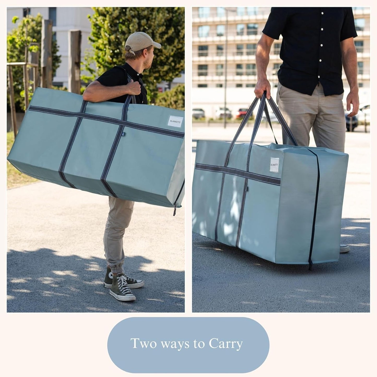 VENO Extra Large Moving Bags - Heavy Duty Storage Solution for College & Holiday Packing | Light Blue Matte, 2 Pack