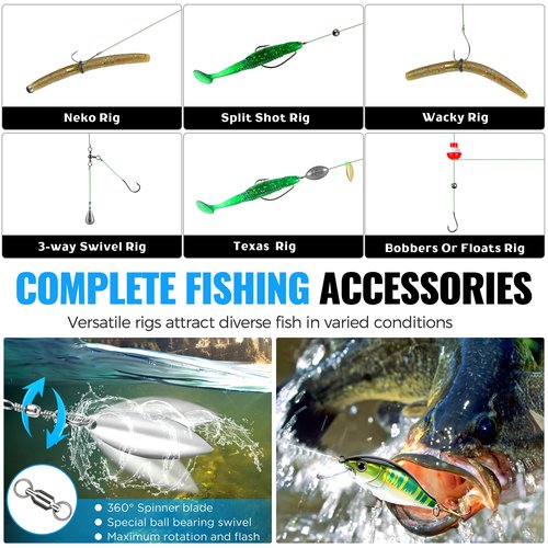 472PCS Fishing Accessories Kit, Waterproof Tackle Box with Tackle Included, Fishing Gifts for Men Included Hooks, Weights, Pliers,Fishing Gear and Equipment for Bass Trout