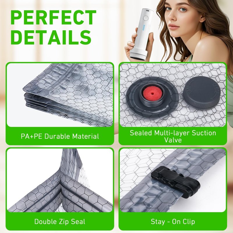 Aaronbird Vacuum Seal Bags for Clothing with Wireless Electric Pump - Travel & Home Use, 15 Pack Ideal Space Saver Vacuum Storage Bags, Ultimate Travel Vacuum Bags for Luggage