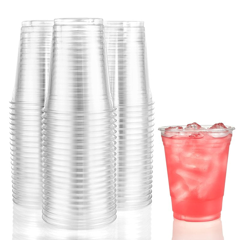 Nicole Home Collection 600 Count Disposable Plastic Cups, Crystal Clear, Durable PET 18 oz. BPA Free