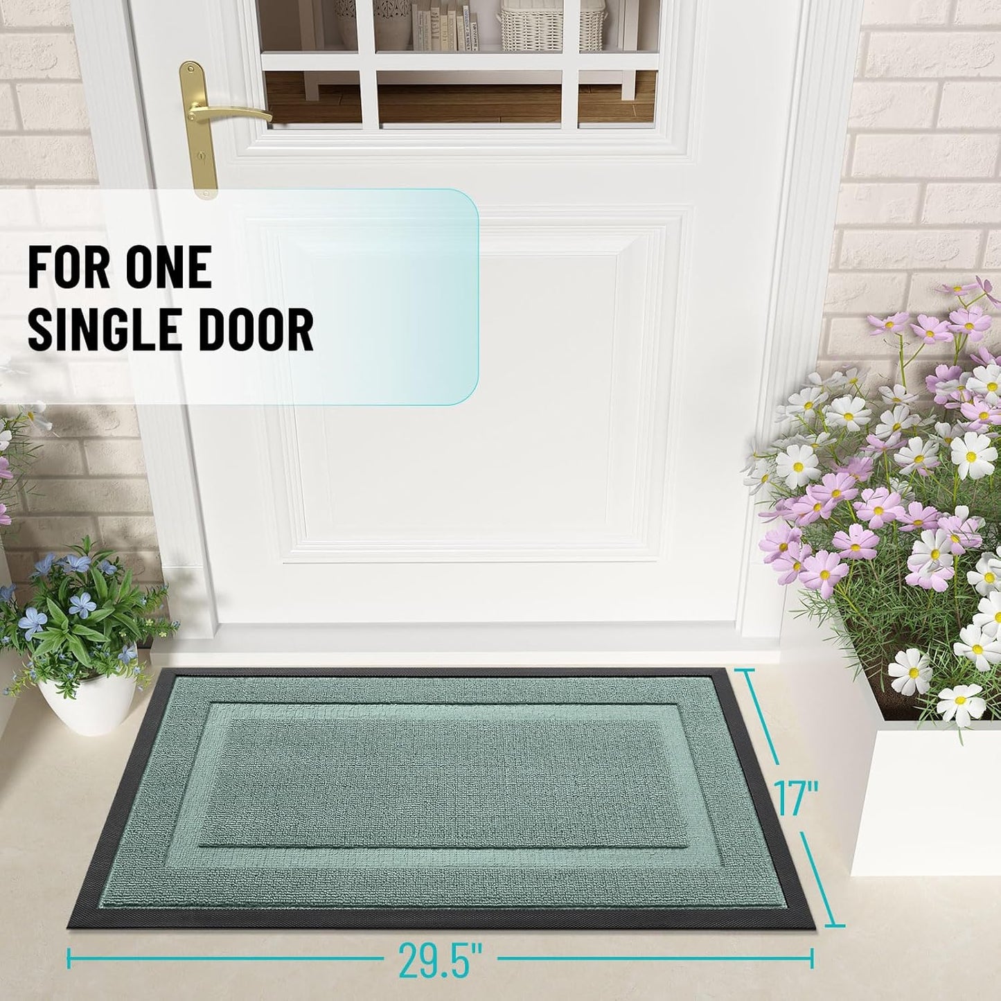 OLANLY Indoor Outdoor Front Door Mat - Waterproof All-Season Doormat | Sturdy Natural Rubber, 33x21, Grayish Green