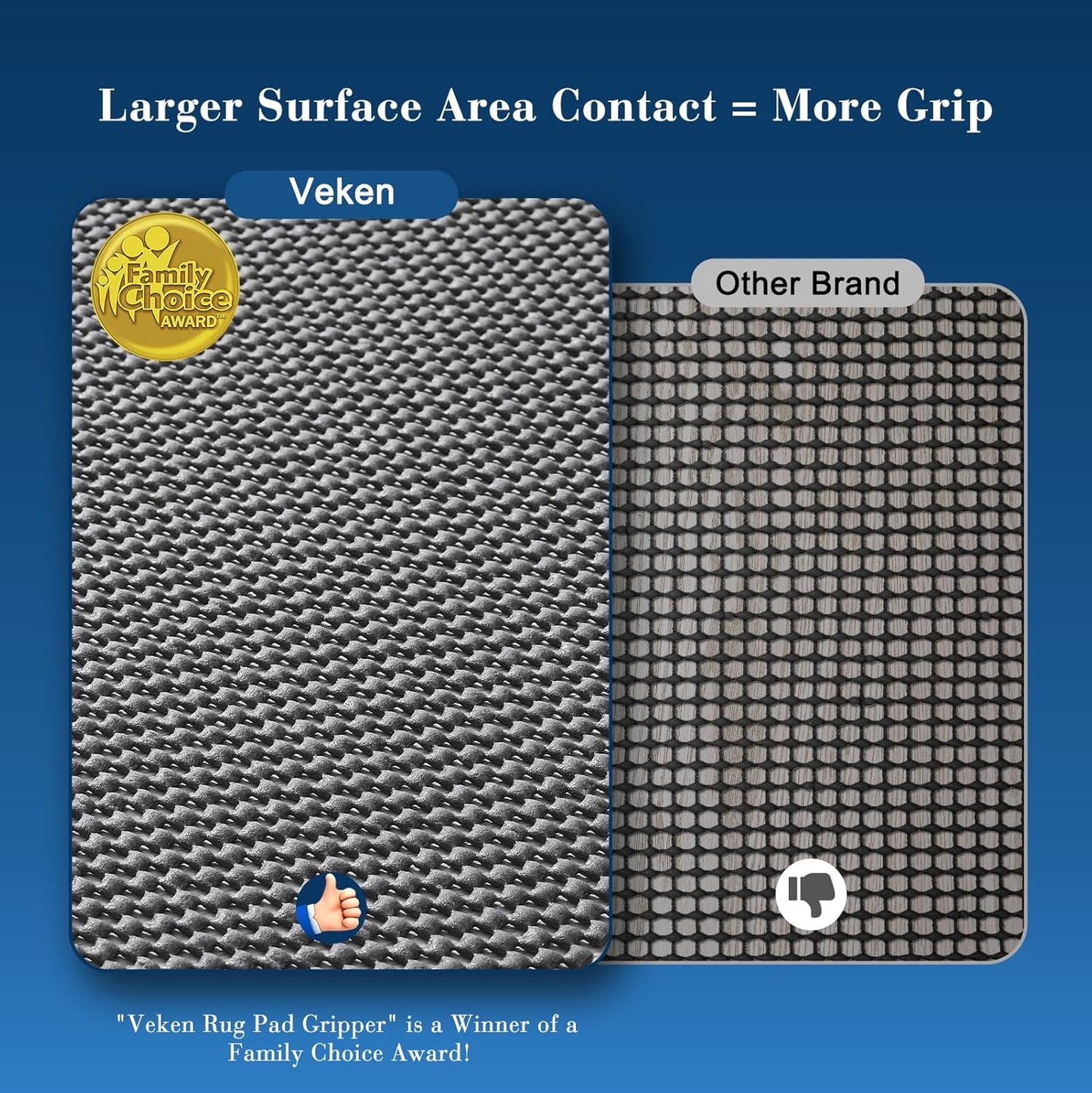 Veken Non-Slip Runner Rug Pad - Thick 2x10 Ft Gripper for Hardwood & Tile Floors - Dark Grey Anti-Skid Mat