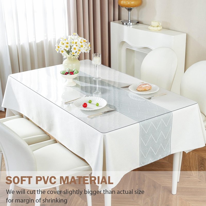 LovePads Clear Table Cover Protector 40 x 80 Inch, 1.5mm Thick Plastic Table Cover, Table Protector for Dining Room Table, Waterproof Vinyl Tablecloth Table Pad Mat for Kitchen, Dresser, Writing Desk
