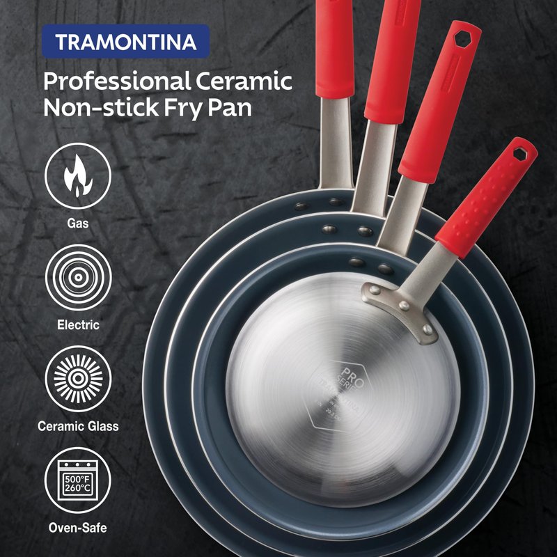 Tramontina Professional 10-Inch Ceramic Non Stick Frying Pan, Heavy-Gauge Aluminum Skillet with Ceramic Nonstick Coating, Dishwasher and Oven Safe, Gray