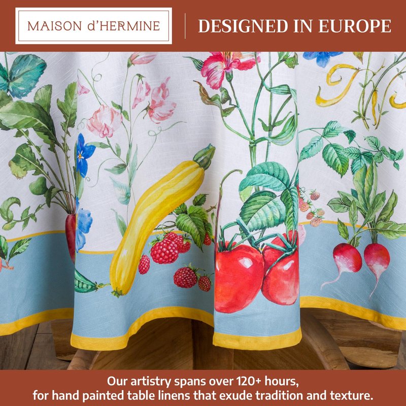 Maison d' Hermine Table Cloth Round Table 100% Cotton 69 Round Inches Tablecloth Reusable Decorative for Dining Kitchen Room Farmhouse Home Gifts for Mothers Day Spring Summer - Giverny