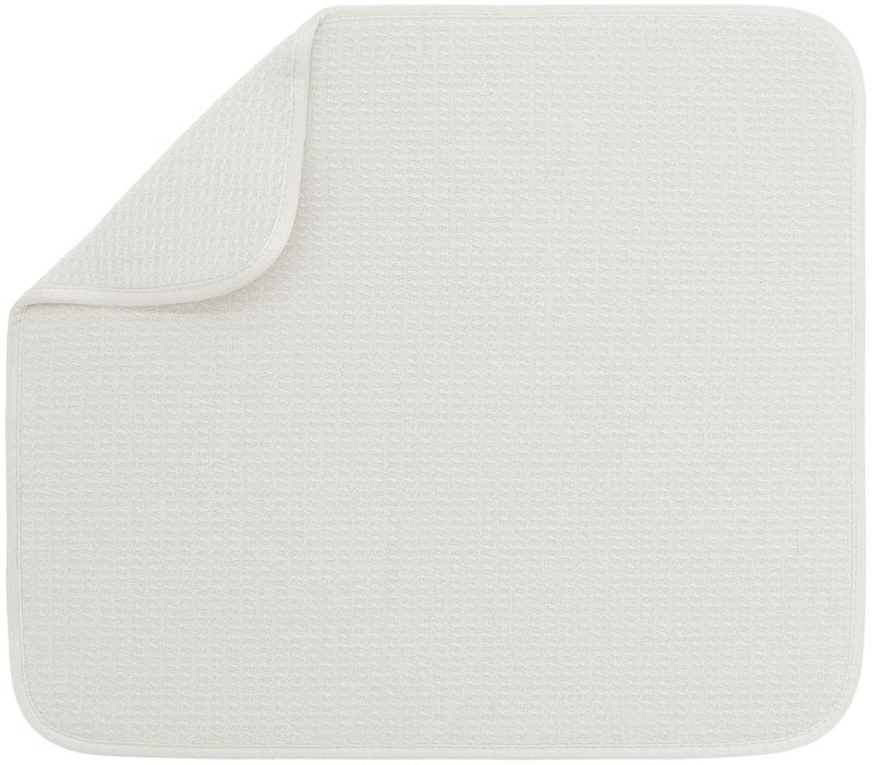 S&T INC. Dish Drying Mat, 16” x 18”, Absorbent Microfiber Kitchen Counter Mat, Dish Drying Pad for Dishes, Utensils, Pots and Pans, Large, Cream