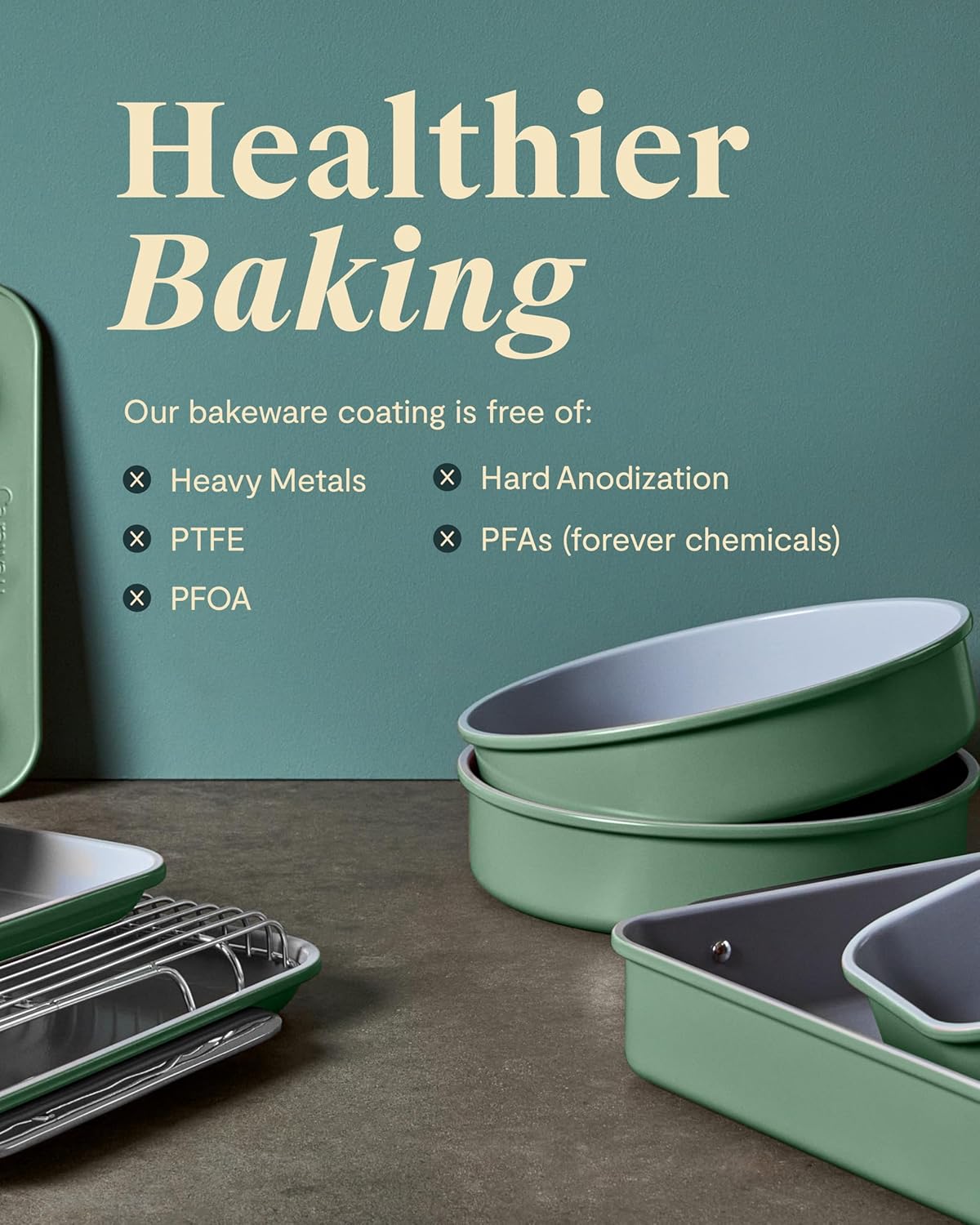 Caraway Nonstick Ceramic Bakeware Set - 11-Piece Assorted Baking Pans & Cooling Rack | Non-Toxic, PTFE & PFOA Free - Perracotta