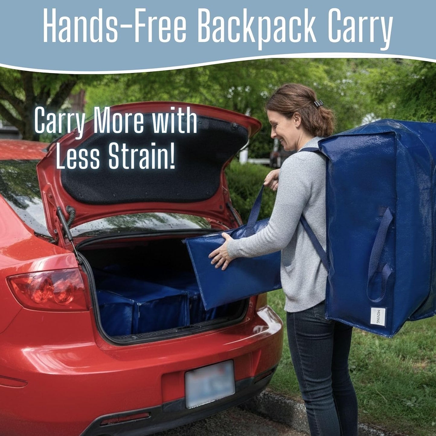 VENO Heavy Duty Moving Bags - Extra Large 2 Pack with Backpack Straps & Zippers | Ideal for College Dorms & Moving Supplies