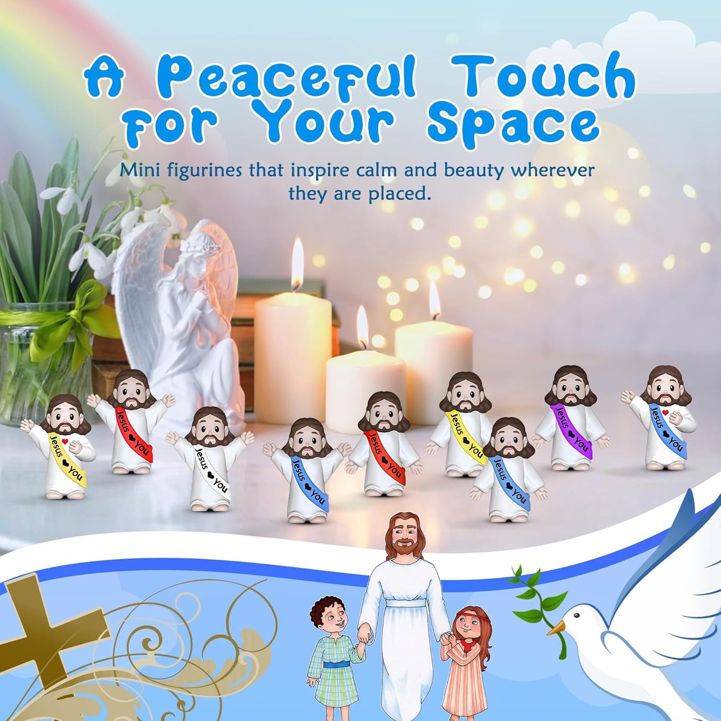 Little Jesus Figures | 300 Mini Jesus Figurines for Easter Egg Stuffers & Religious Gifts - Multicolor