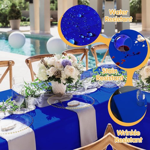 BRILLMAX 10 Pack Royal Blue Tablecloths 60 x 102 Inch for 6ft Rectangle Tables - 150 GSM Polyester Fabric, 15" Standard Drop, Water, Stain & Wrinkle Resistant Cloth Cover for Wedding Dining Buffet