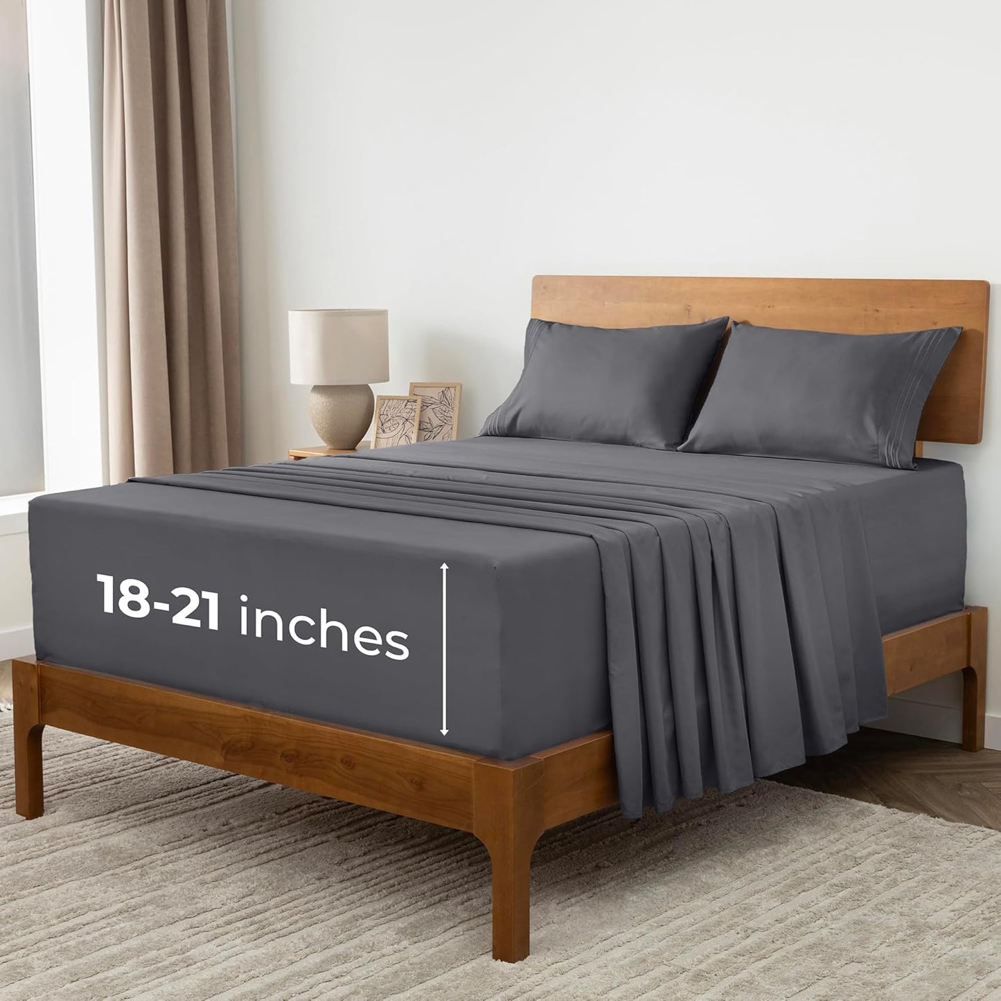 Mellanni Extra Deep California King Sheets - Hotel Luxury, Ultra Soft & Cooling Bedding - 4 PC Set in Gray