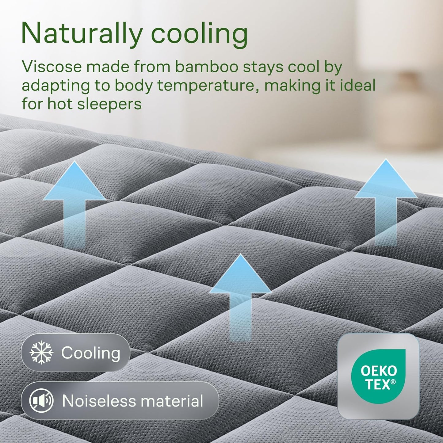 Niagara Sleep Solution Ultra Soft Mattress Topper - Bamboo Viscose Pillow Top for Back Pain Relief | Twin Size, Gray