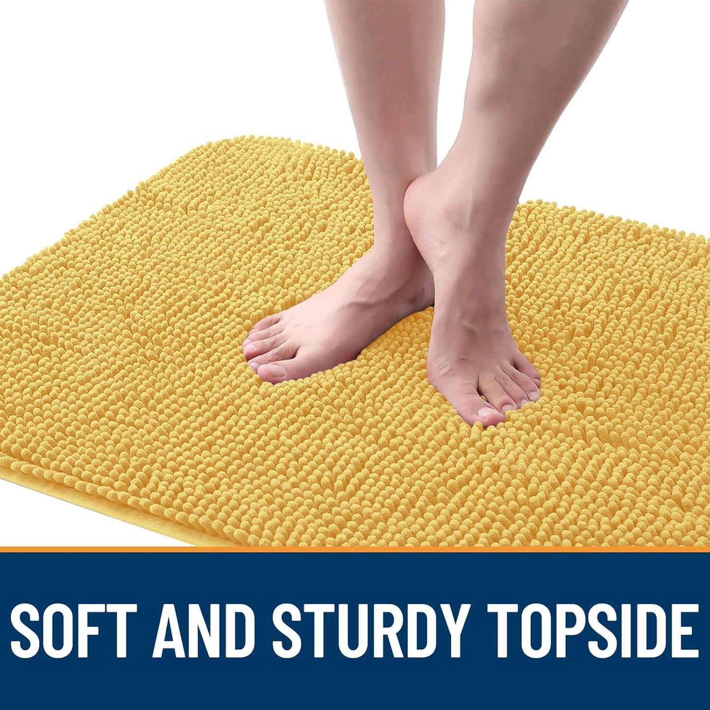OLANLY Dog Door Mat - Absorbent Non-Slip Washable Doormat for Muddy Paws | 59x32 Yellow Chenille Mat