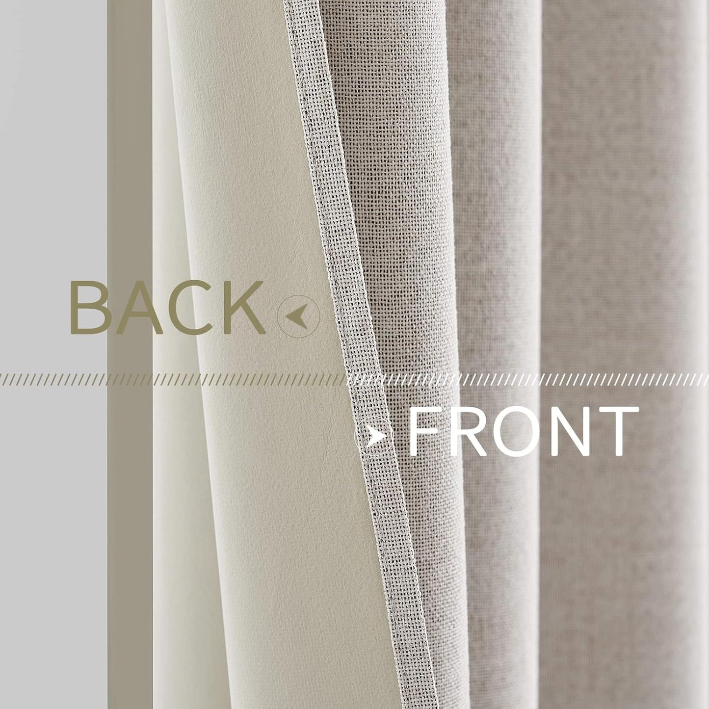 MIULEE 100% Blackout Linen Textured Curtains - Thermal Insulated Ivory Drapes for Bedroom | 52 x 72 Inch (2 Panels)